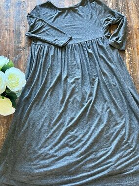 Casual Grey Babydoll midi Dress Sz M